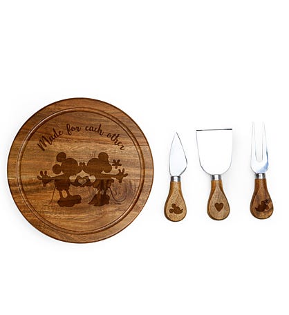 Mickey and Minnie Acacia Brie Cheese Cutting Board & Tools Set